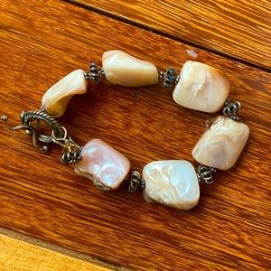 WHITE FRESHWATER PEARLS SWAROVSKI CRYSTALS AND SILVER BRACELET